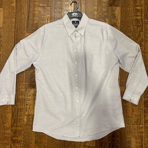 Stafford Men’s Button Down. Light Gray. Wrinkle Free Oxford.